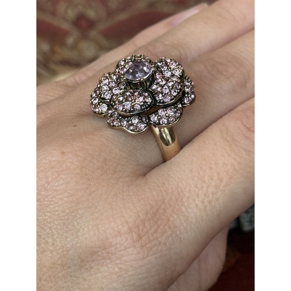 Flower Statement Ring Cocktail Costume Jewelry Light Pink‎ Sz 8 - Picture 7 of 8
